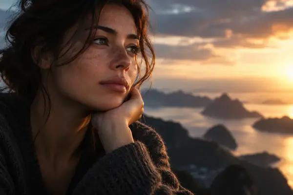 Thoughtful close-up portrait with soft shadows and an editorial mood