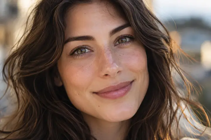 Close-up face portrait with even lighting and refined natural detail