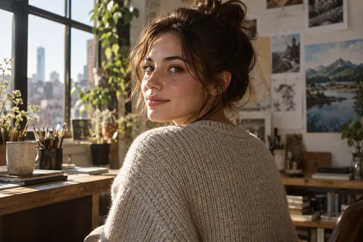 Portrait showing realistic skin texture and soft natural light